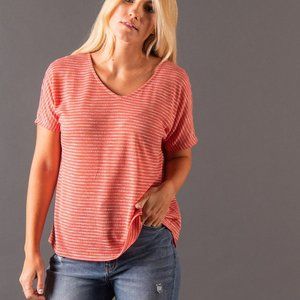 New with Tag Agnes & Dora Canyon Top Boxy Coral/Red/Orange Stripe